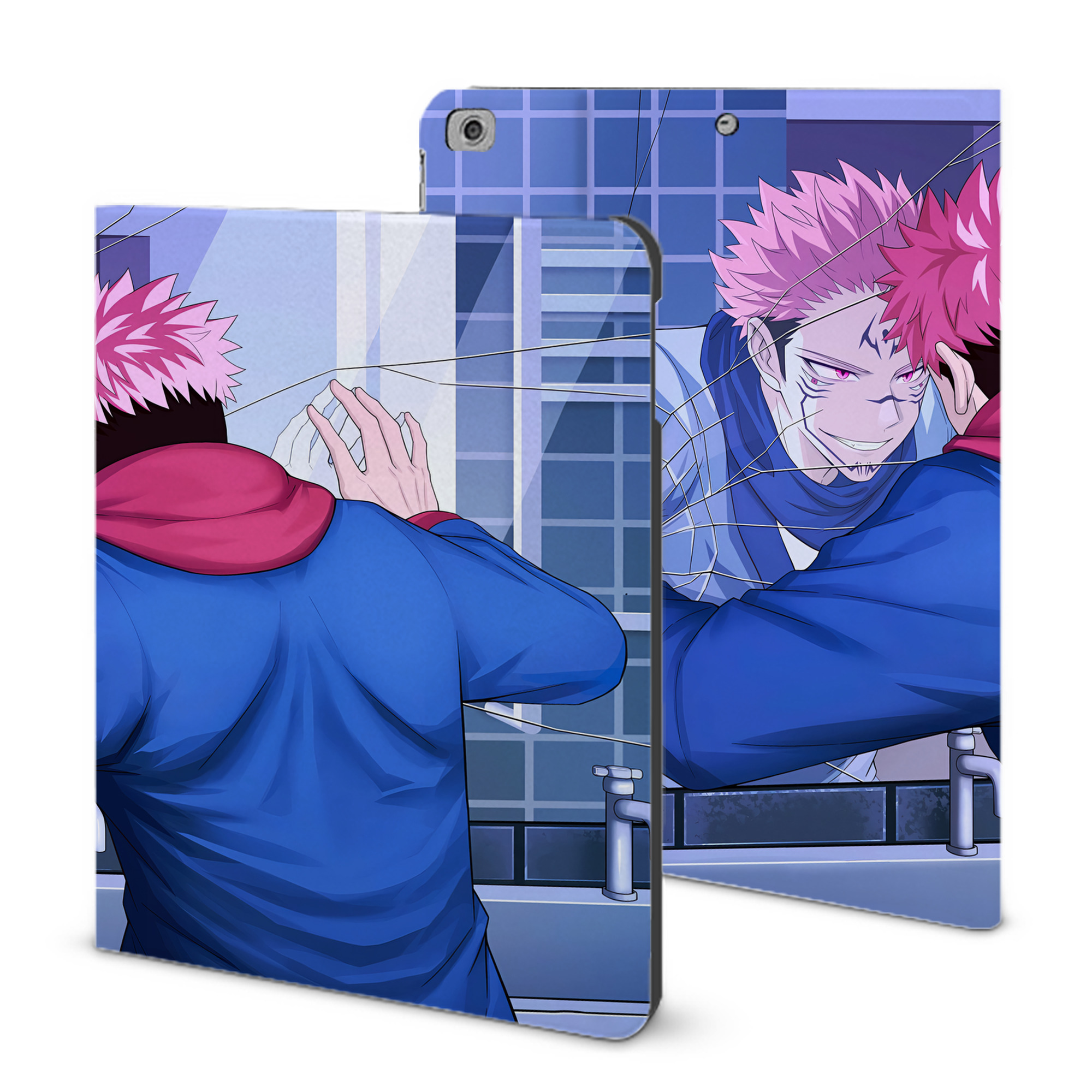 （画像用） 呪術廻戦 Jujutsu Kaisen IPad ケース ブック型 PUレザー TPU 耐衝撃 軽量 薄型 ペン収納なし 全面保護 IPad 各モデル対応